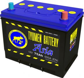 Автомобильный аккумулятор АКБ Тюмень (TYUMEN BATTERY) ASIA 6CT-75L 75Aч О.П. нижнее крепление Тюменский аккумуляторный завод