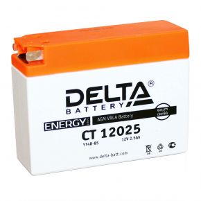 Мото аккумулятор АКБ Delta (Дельта) CT 12025 2.5Ач боковые клеммы YTX4B-BS Delta