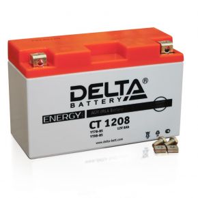 Мото аккумулятор АКБ Delta (Дельта) CT 1208 п.п. 8Ач YT7B-BS, YT9B-BS Delta