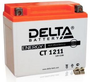 Мото аккумулятор АКБ Delta (Дельта) CT 1211 п.п. 11Ач YTZ12S, YTZ14S Delta