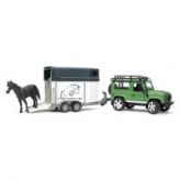 Bruder Внедорожник Land Rover Defender с прицепом-коневозкой и лошадью