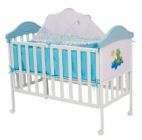 BabyHit Кроватка детская Sleepy Compact Белый с голубым с динозавриком на торце