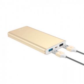 Портативное зарядное устройство 10000mAh 2 USB с функцией быстрой зарядки и кабелем в комплекте (Золотой)  Epik