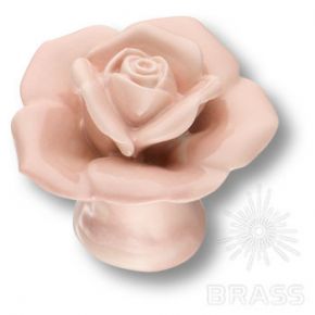 3060-PINK Ручка кнопка в форме розы, керамика ручной работы, цвет розовый