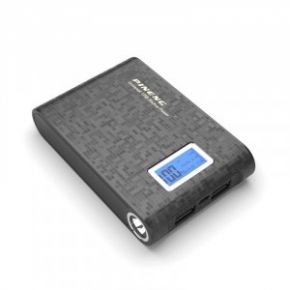 Портативное зарядное устройство в противоударном обтекаемом корпусе с ЖК дисплеем и LED-фонариком 10000mAh (2 USB) (Черный)  Epik