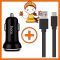 Комплект Компактное автомобильное зарядное устройство Hoco Z1 с 2 USB разъемами + Плоский кабель USB to Type-C (1,2 метра)  Epik
