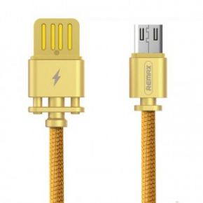 Remax RC-064a | Дата кабель в тканевой оплетке и металлическим разъёмом USB to MicroUSB (100см) (Золотой)  Remax