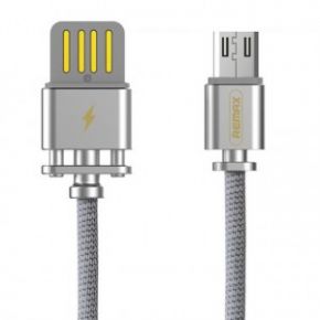 Remax RC-064a | Дата кабель в тканевой оплетке и металлическим разъёмом USB to MicroUSB (100см) (Серебряный)  Remax