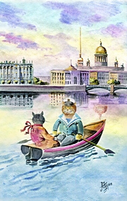 Сувенирная разделочная доска Петербургские коты