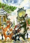 Доска разделочная сувенирная с рисунком Питерские коты