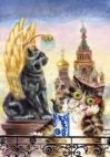 Доска разделочная деревянная Питерские коты