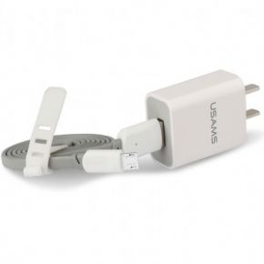 USAMS UTU KIT | Сетевое зарядное устройство (USB 2.1A) + кабель MicroUSB  Epik